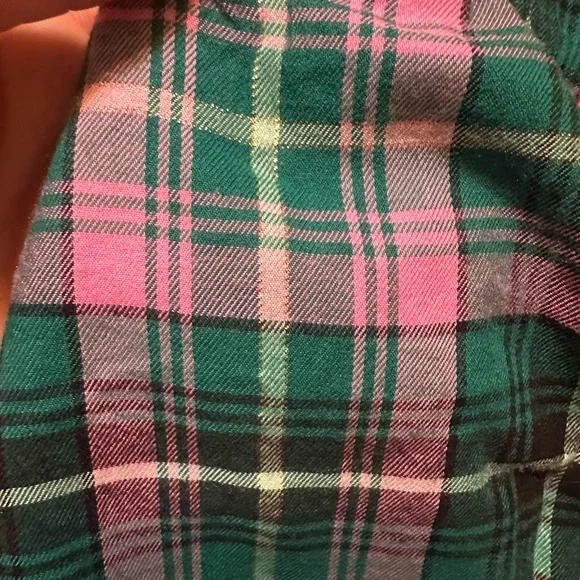 Victoria's Secret Plaid in Green and Pink with Gild Sparkle threading NWT - Picture 3 of 5